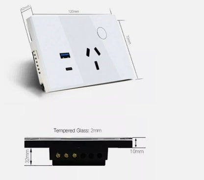 Wifi Smart Touch Switch Power Point AU Wall Socket With USB Outlet+ Type C PD30W