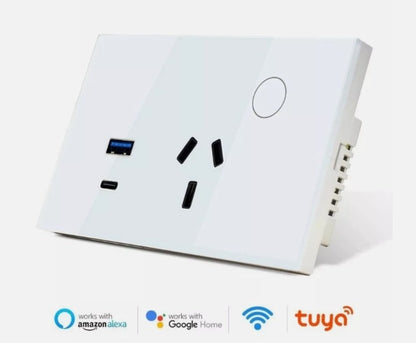 Wifi Smart Touch Switch Power Point AU Wall Socket With USB Outlet+ Type C PD30W