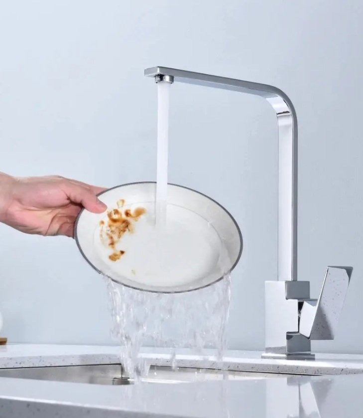 Chrome Square Gooseneck Swivel Spout Laundry Sink Kitchen Mixer Faucet Tap
