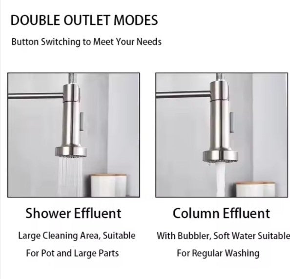 Kitchen Faucet with Dual Function Pull-Down Spray head Chrome