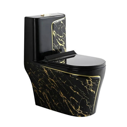 Luxury Floor Mounted Toilet With Black & Golden Stripe