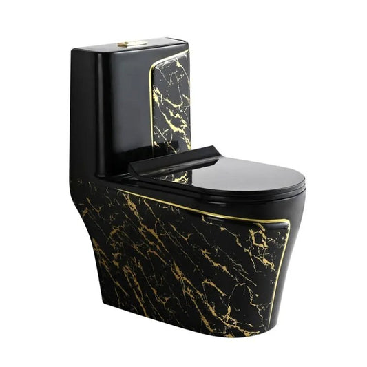 Luxury Floor Mounted Toilet With Black & Golden Stripe