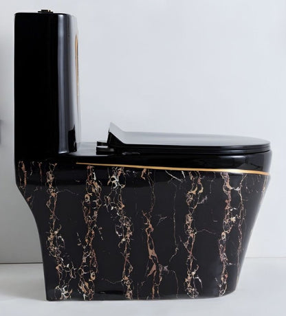 Luxury Floor Mounted Toilet With Black & Golden Stripe