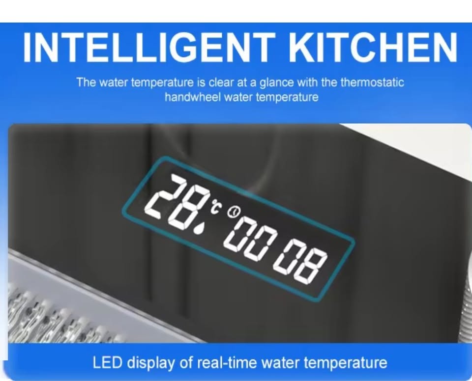 Kitchen Sink Single Bowl, with Pull-Out Faucet, Pressurized Cup Washer, 5 Modes, Dual Control