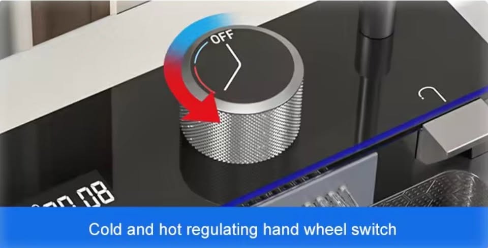 Kitchen Sink Single Bowl, with Pull-Out Faucet, Pressurized Cup Washer, 5 Modes, Dual Control