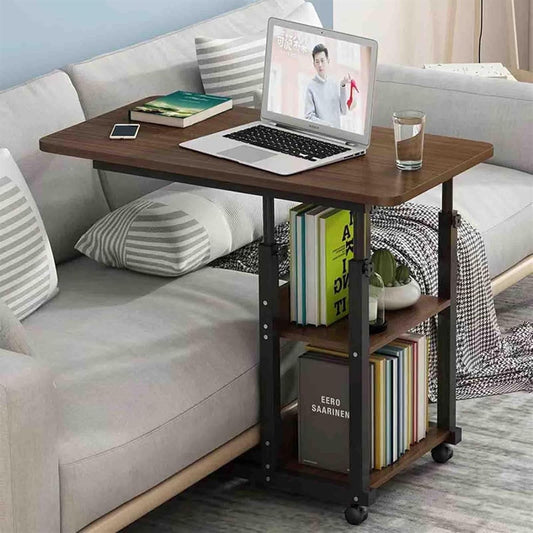 Overbed Table with Rolling Wheels Adjustable Laptop Desk