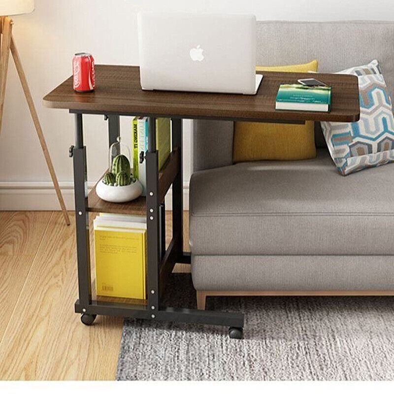 Overbed Table with Rolling Wheels Adjustable Laptop Desk