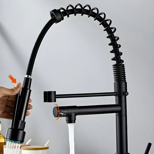 PK002-B Stainless Steel Kitchen Faucet - Pull Out Spray Head and Gooseneck Spout Design